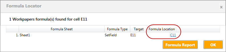 Screen capture showing the links to the formula cells.